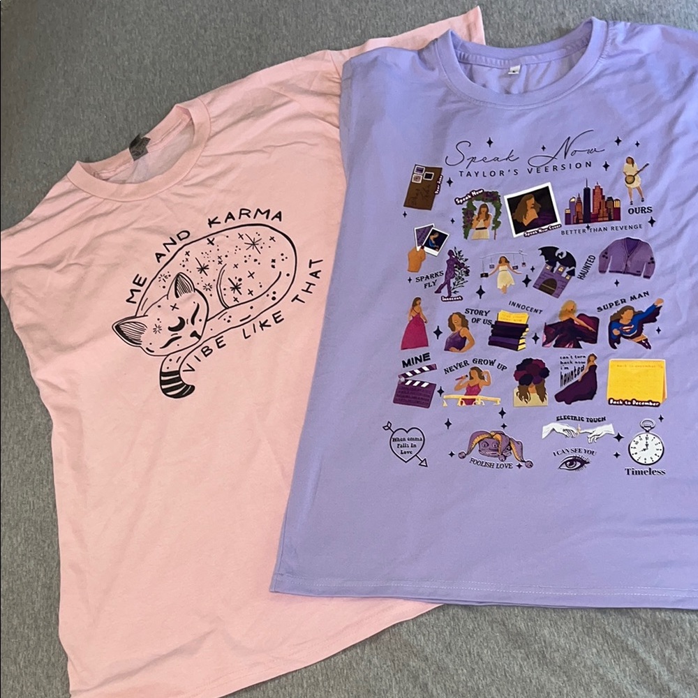Taylor Swift Graphic Short Sleeve Tees in Pink and Purple